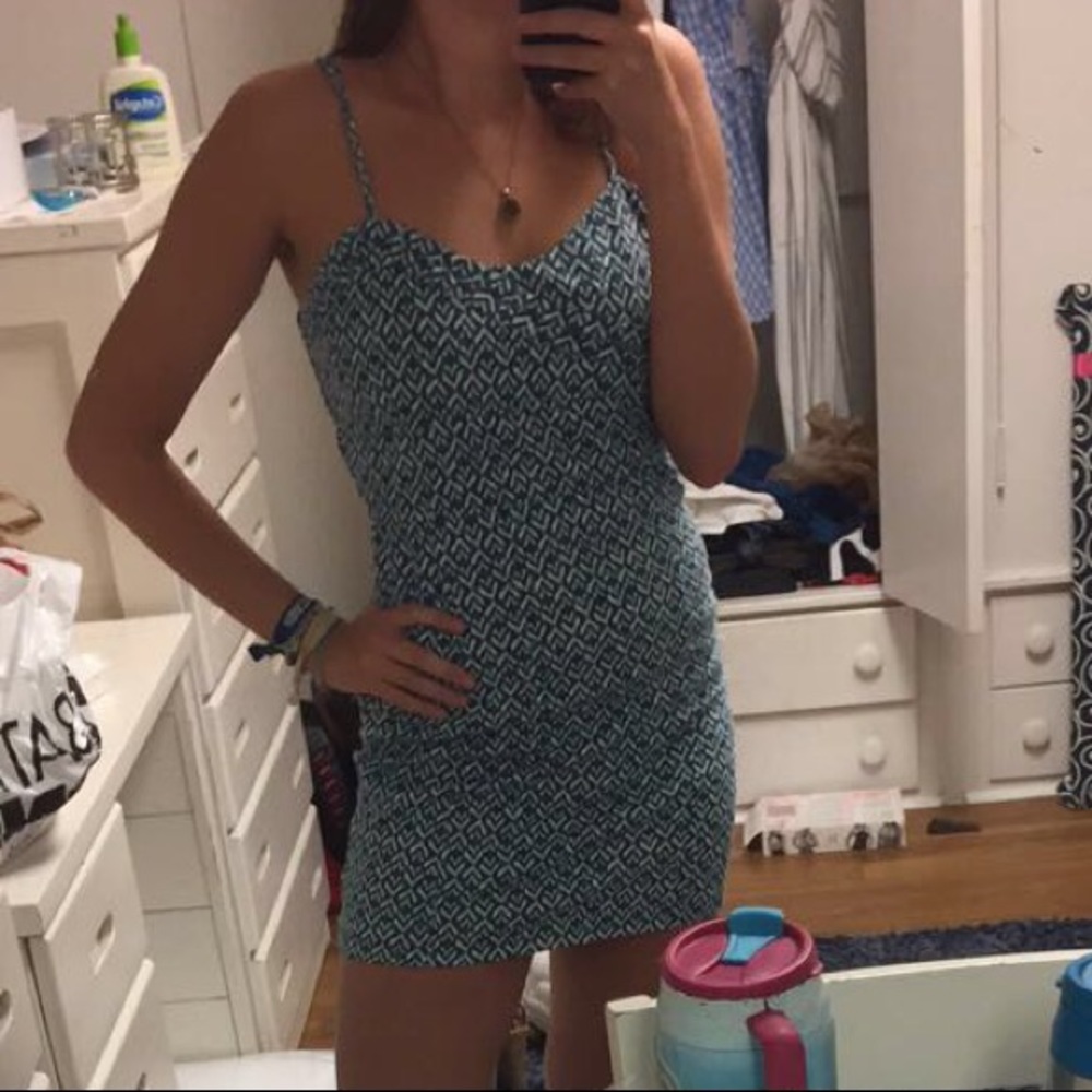 $ NEGOTIABLE Free People Teal & White Short Dress